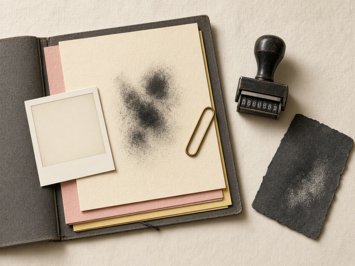 Open receipt folio with carbon-copy sheets on a cream desk